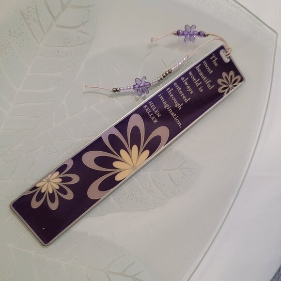 Sacchi Metal Bookmark Purple Floral Boho - Helen Keller Quote - Picture 5 of 8
